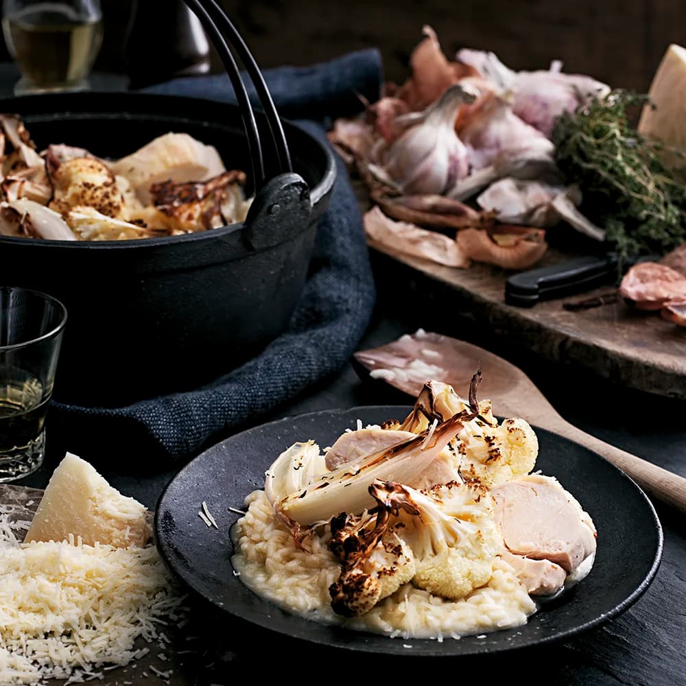 Risotto med blomkål och lök