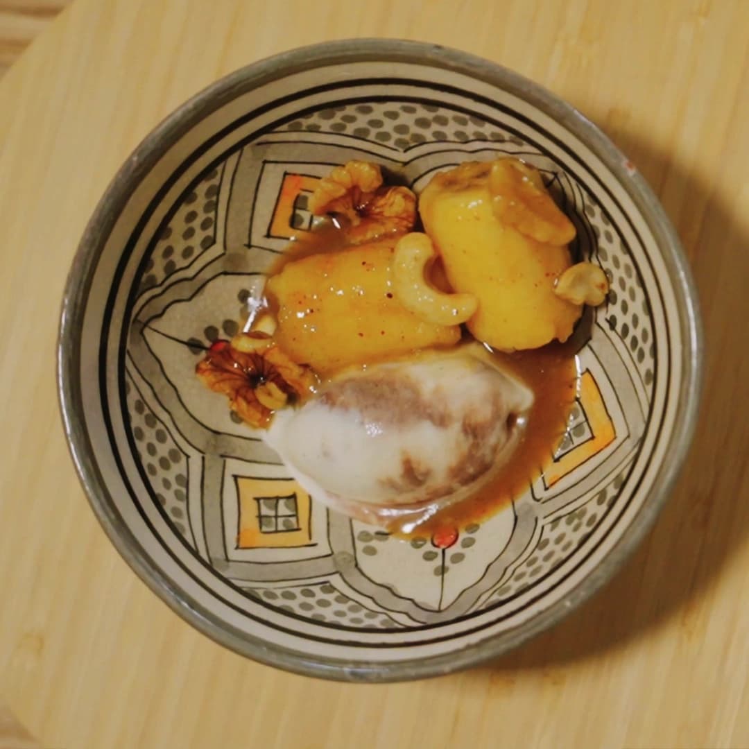Flamberad banan med kolasås och glass