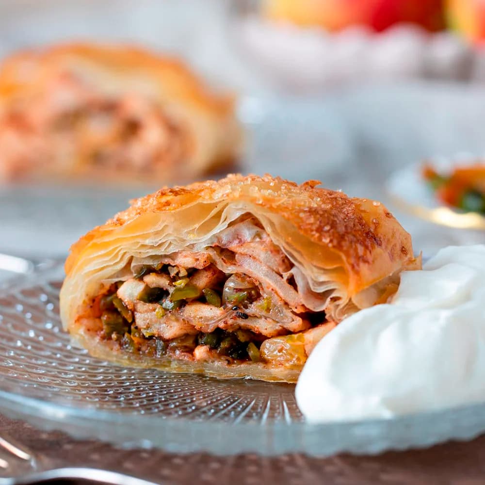 Apfelstrudel med filodeg