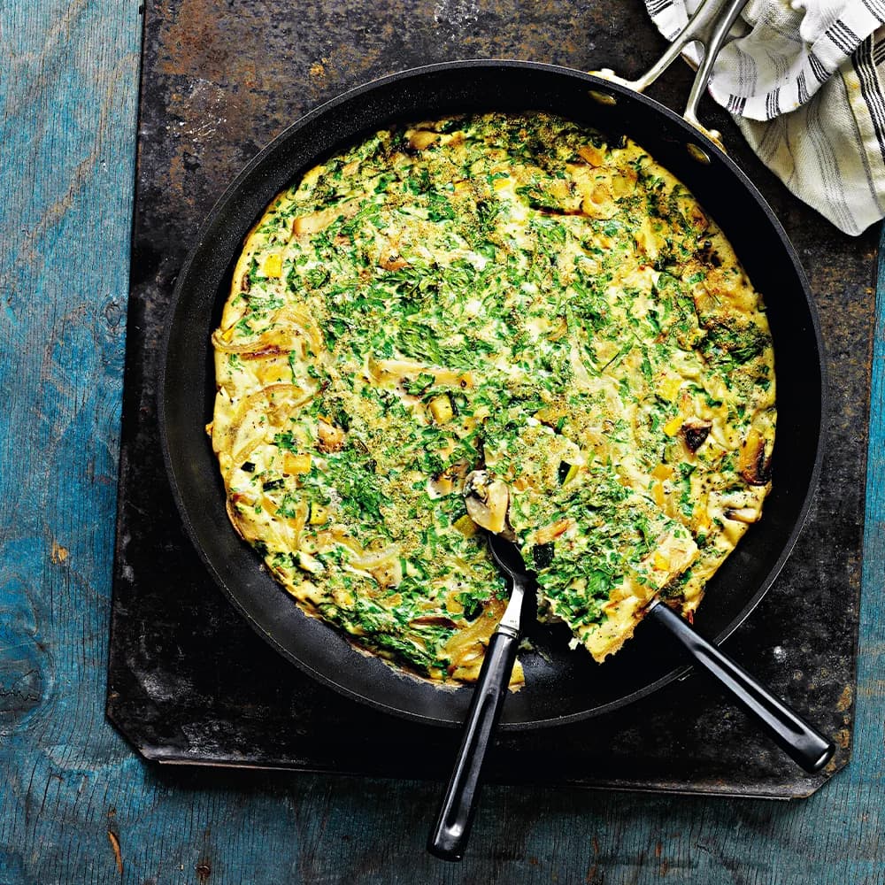 Frittata med champinjoner och zucchini