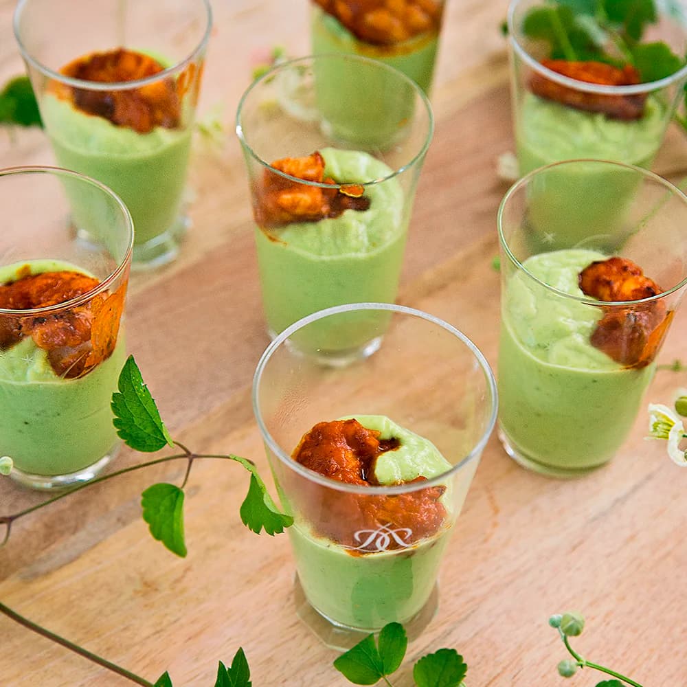 Avokadoshots med gambas
