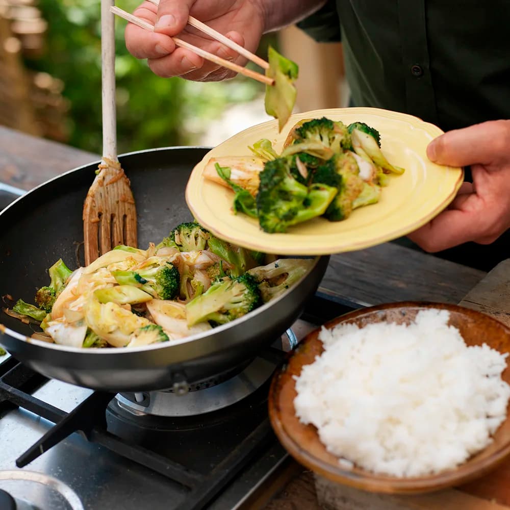 Broccoli, spetskål och purjolök på kinesiska