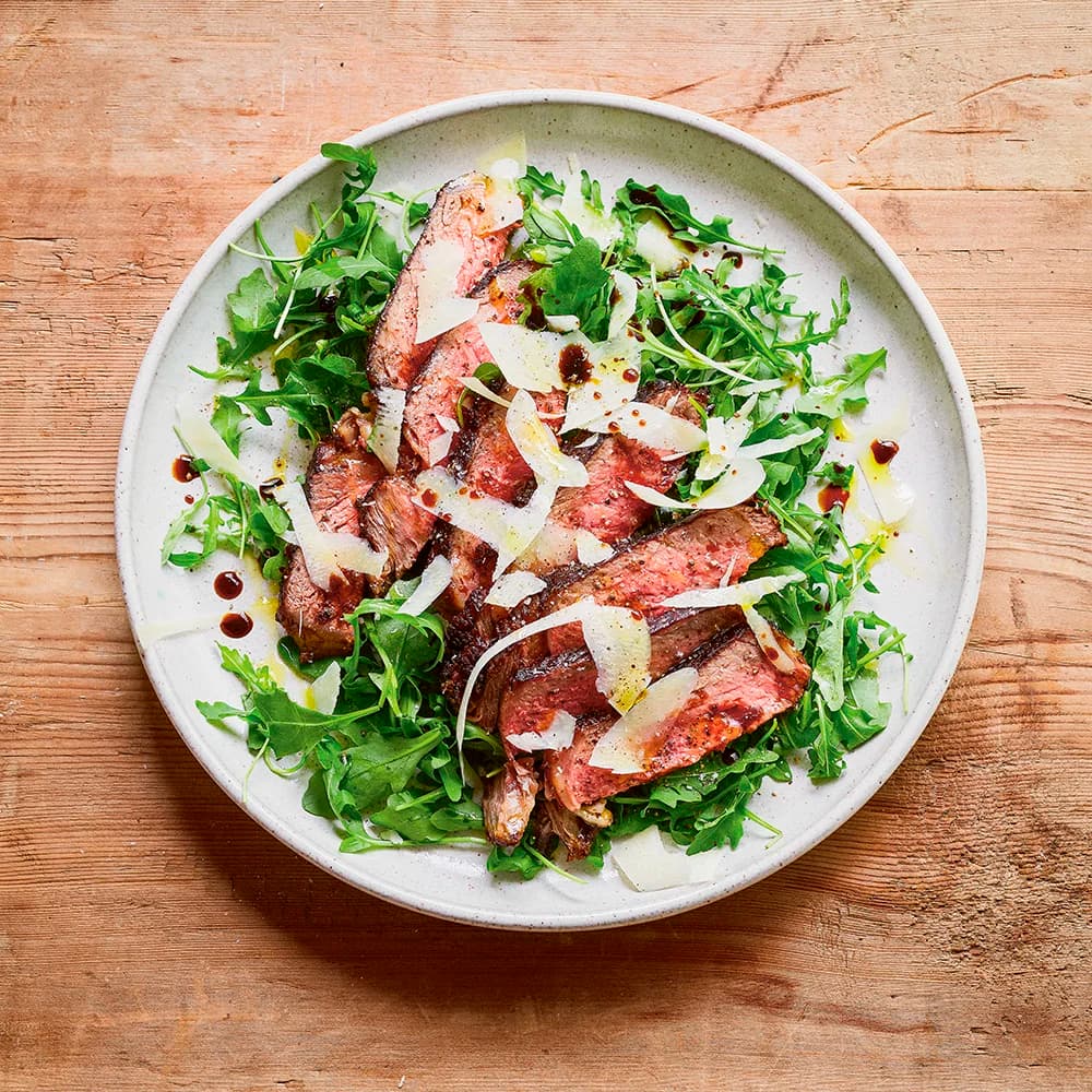 Biff med rucola och Parmesan