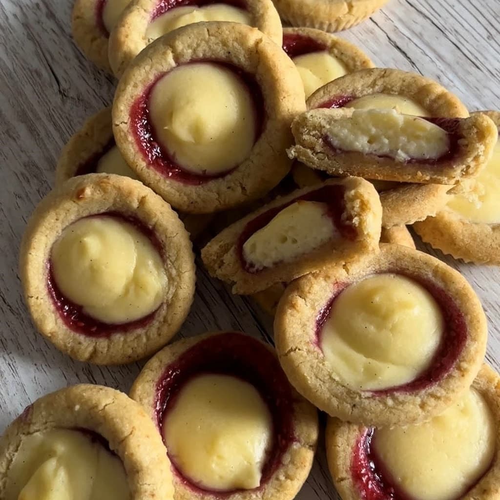 Vaniljkrämsgrottor med hallongömma