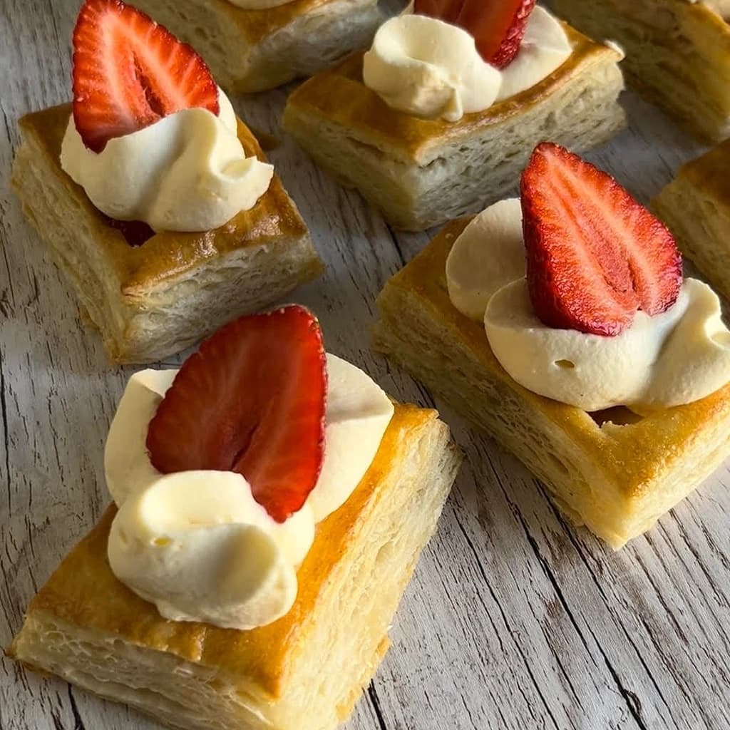 Jordgubbsbakelser med glasskräm