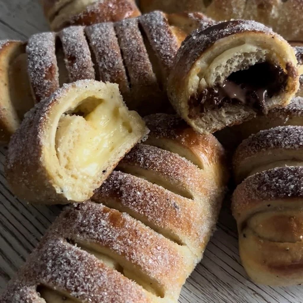 Bullrullar med nutella och vaniljkräm