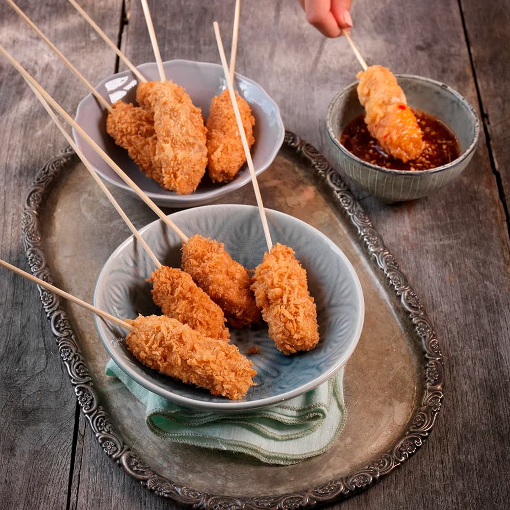 Kycklingfärsspett med sweet chili-sås