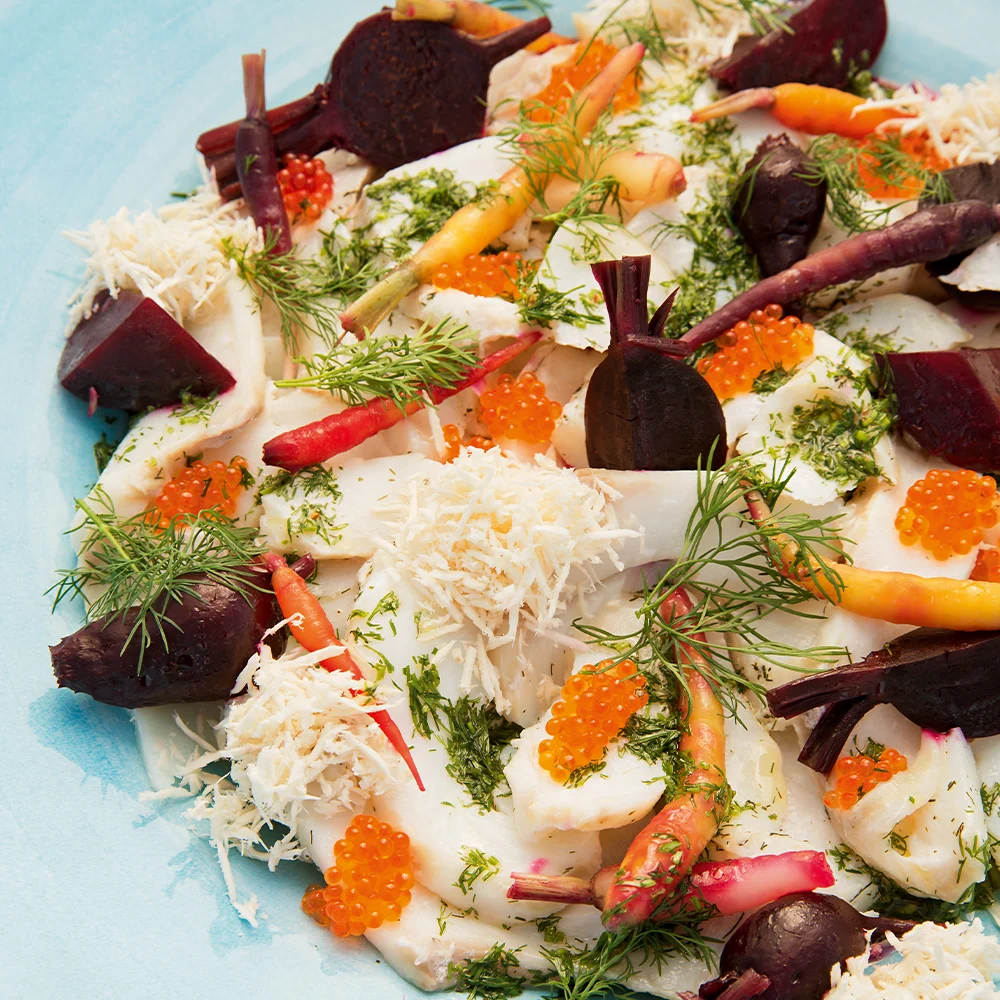 Bakad torsk med primörer och skirat dillsmör by Sebastian Mannerström